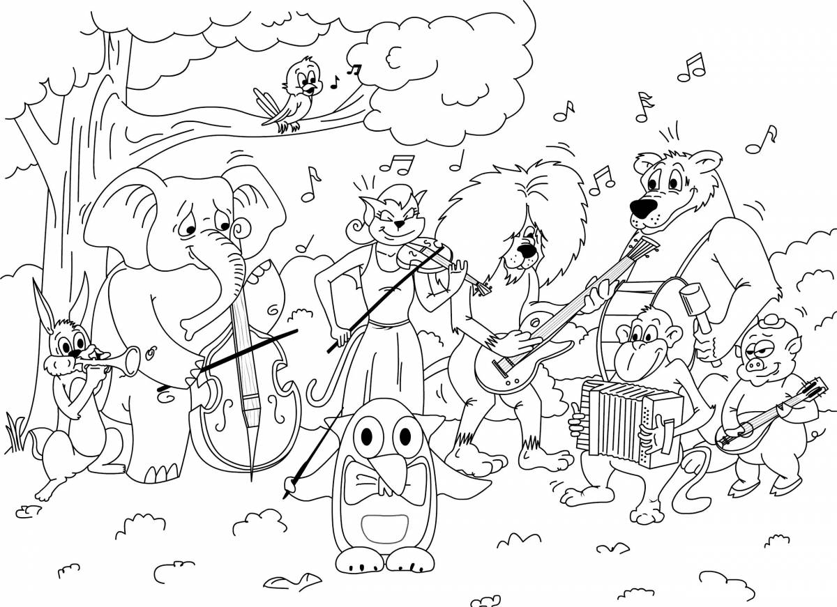 Coloring page festive fable quartet