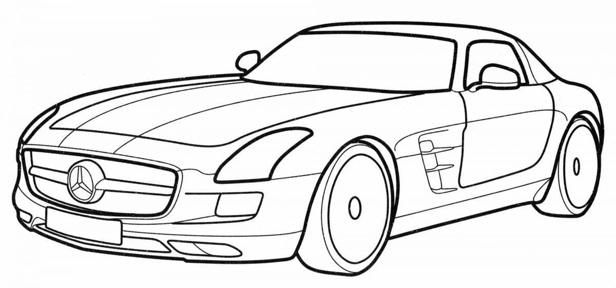 Colouring bright racing mercedes
