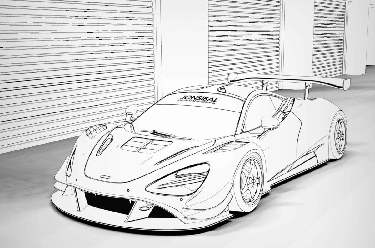Luxury racing mercedes coloring page