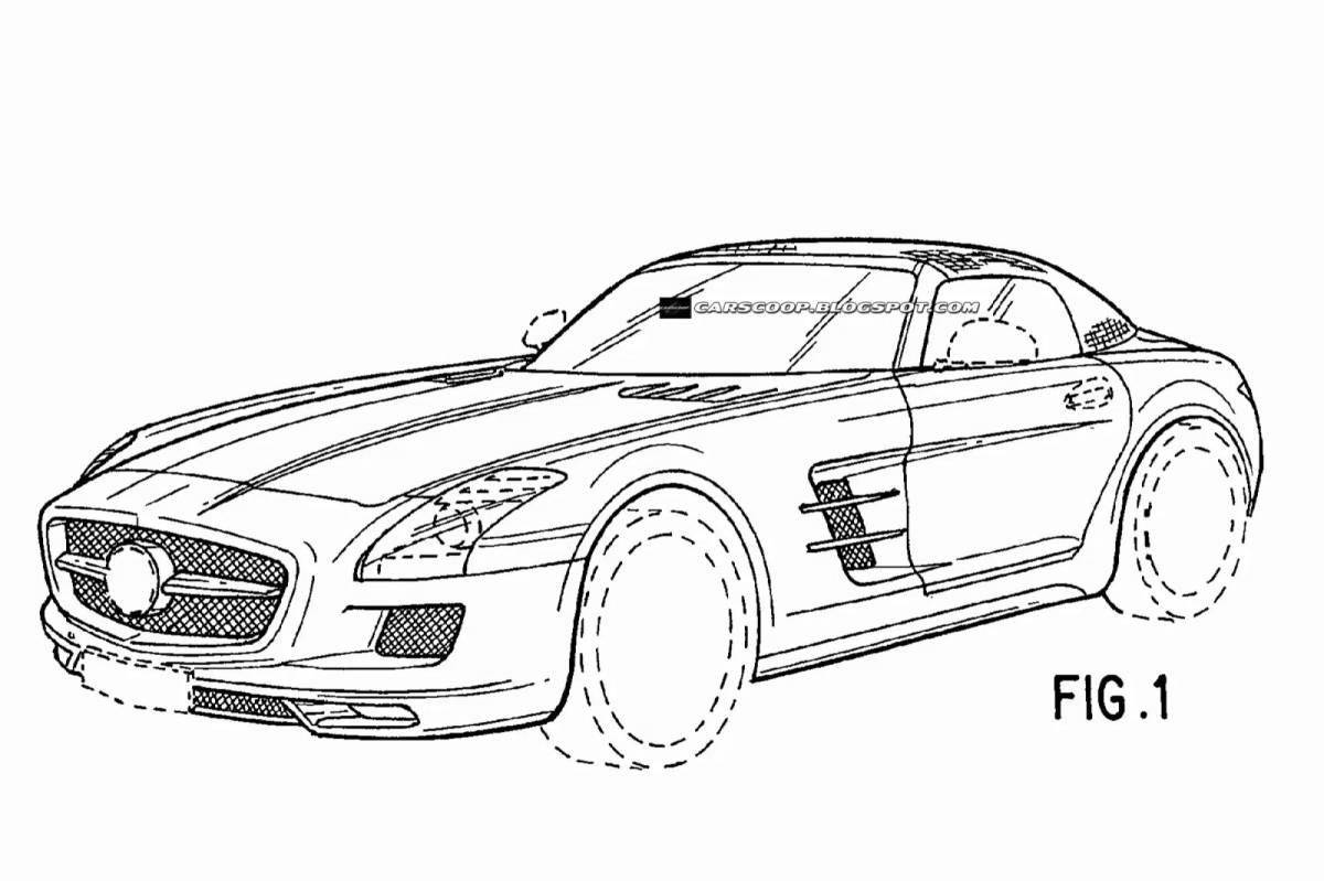 Coloring page intriguing racing mercedes