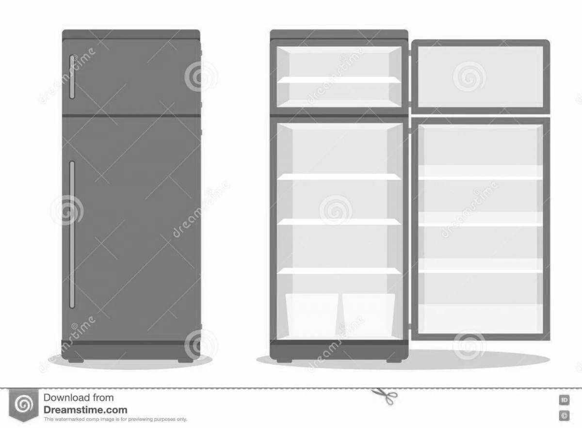 Colouring bright empty refrigerator