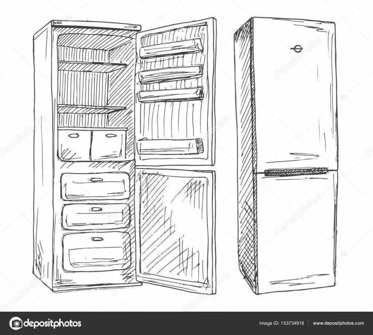 Playful empty refrigerator coloring page