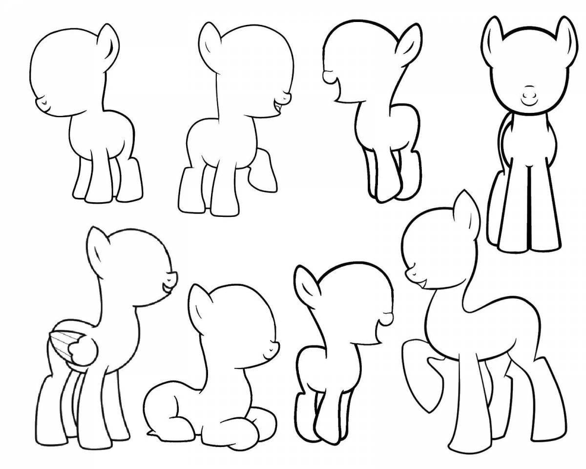 Adorable pony mannequin coloring book