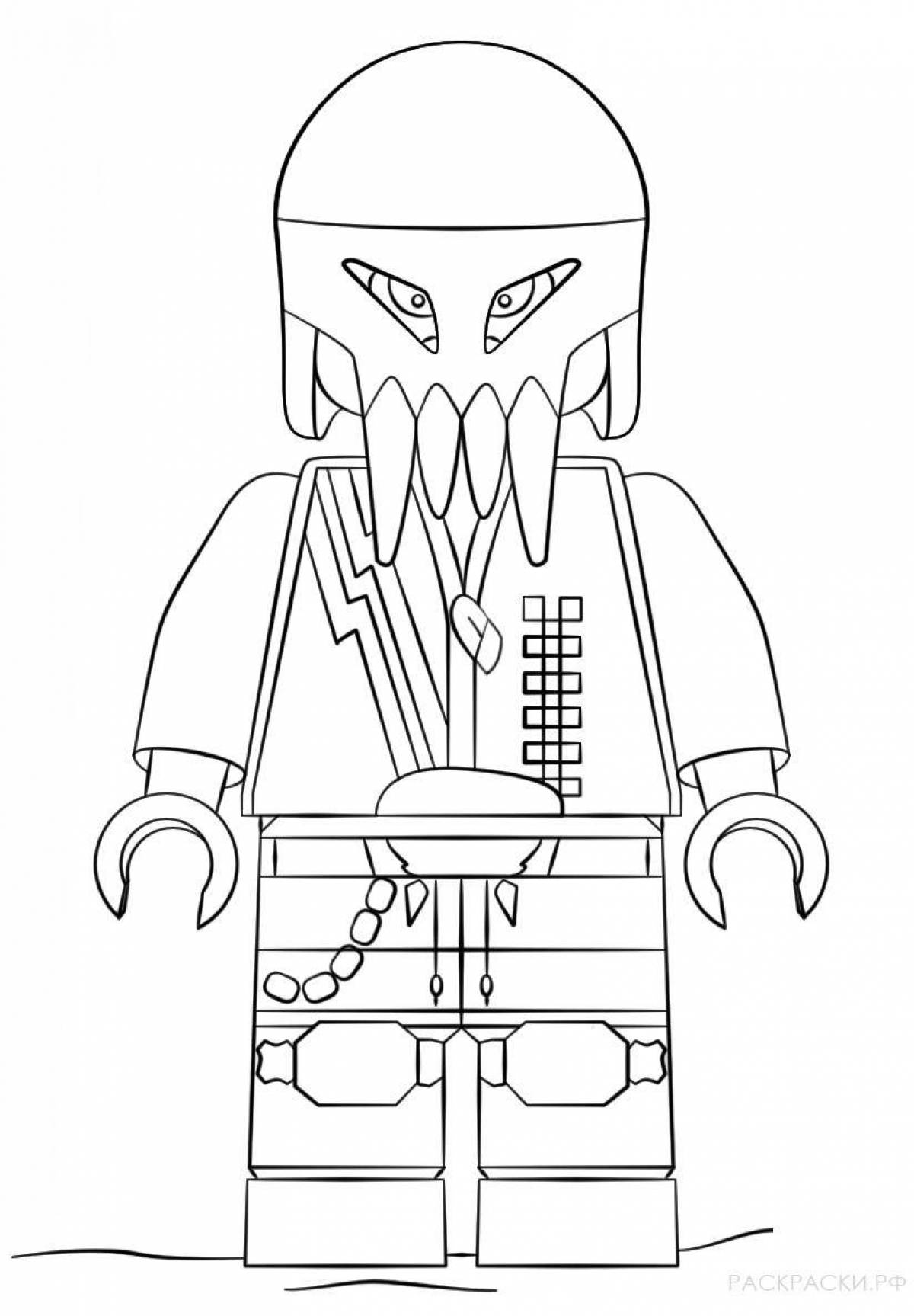 Colorful lego zombie coloring page