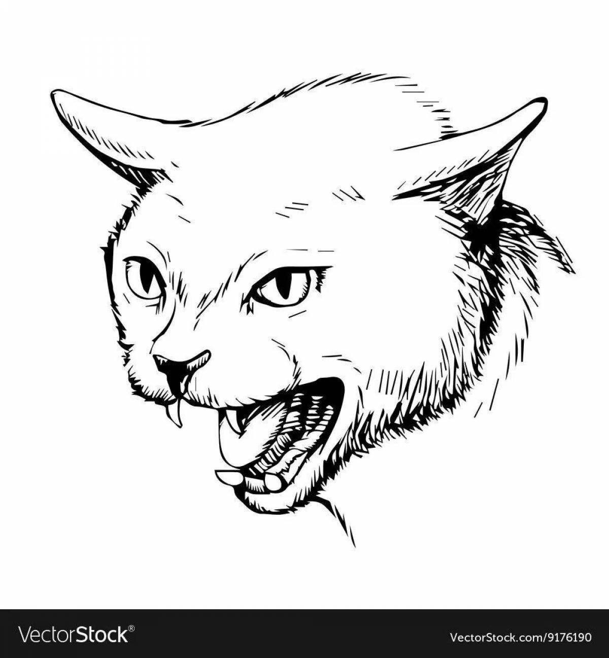 Angry angry cat coloring page