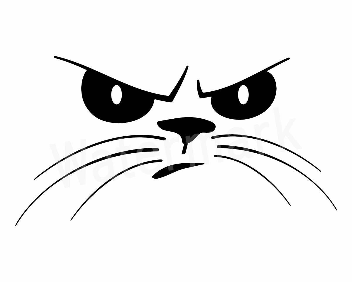 Coloring page seething angry cat