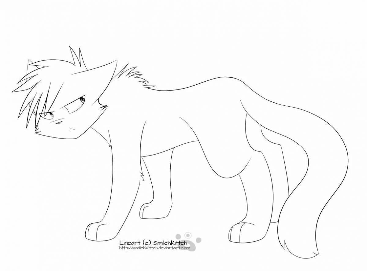 Coloring page alarmed angry cat