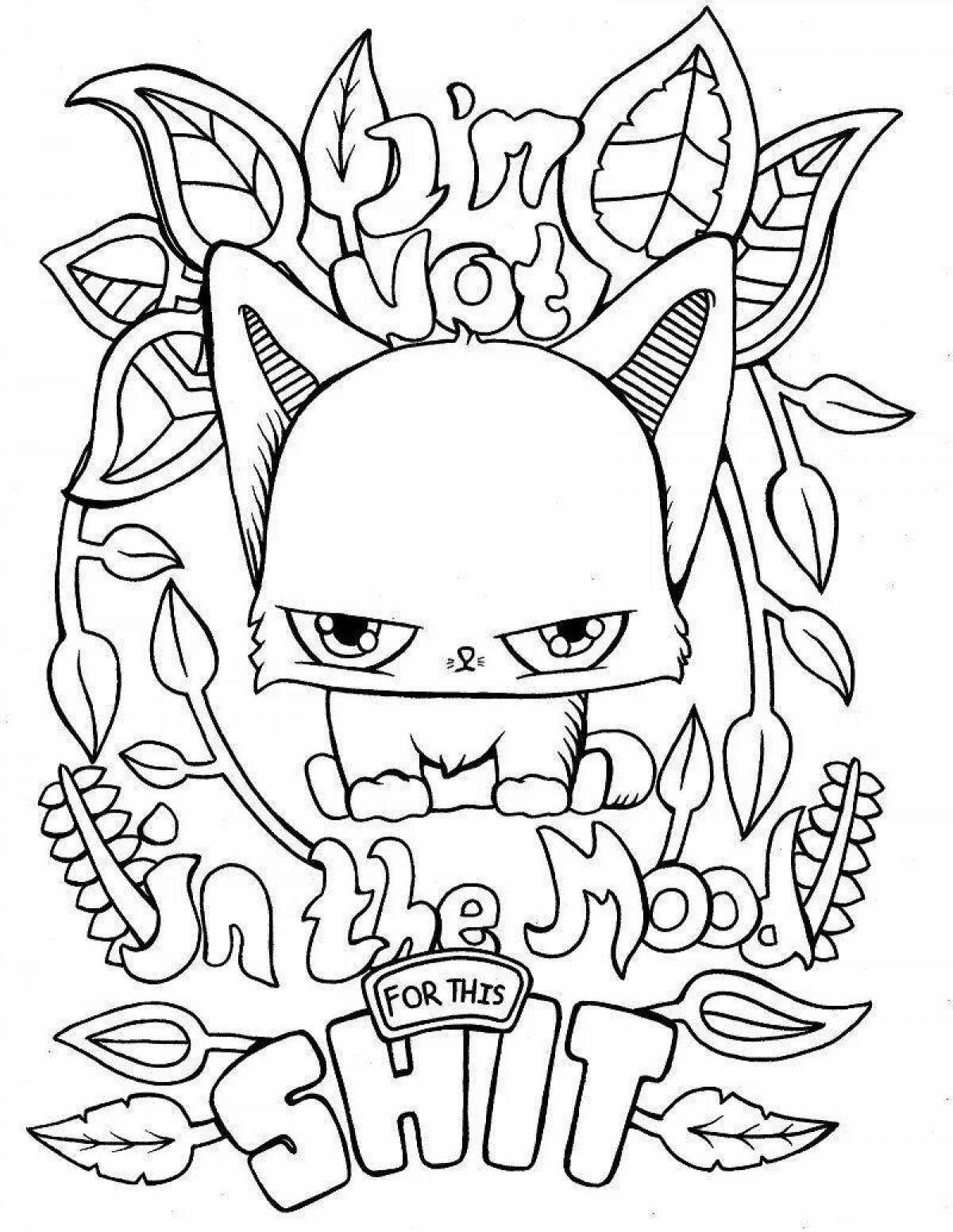 Angry angry cat coloring page