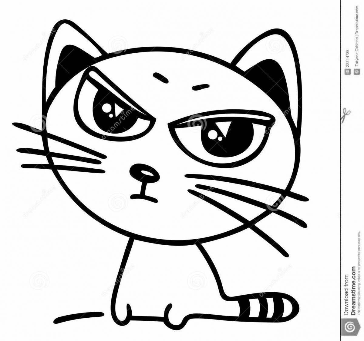 Angry angry cat coloring page