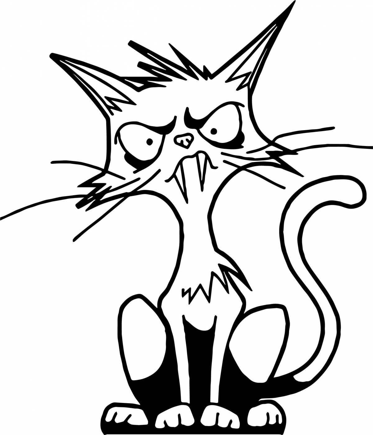 Coloring book snarky angry cat