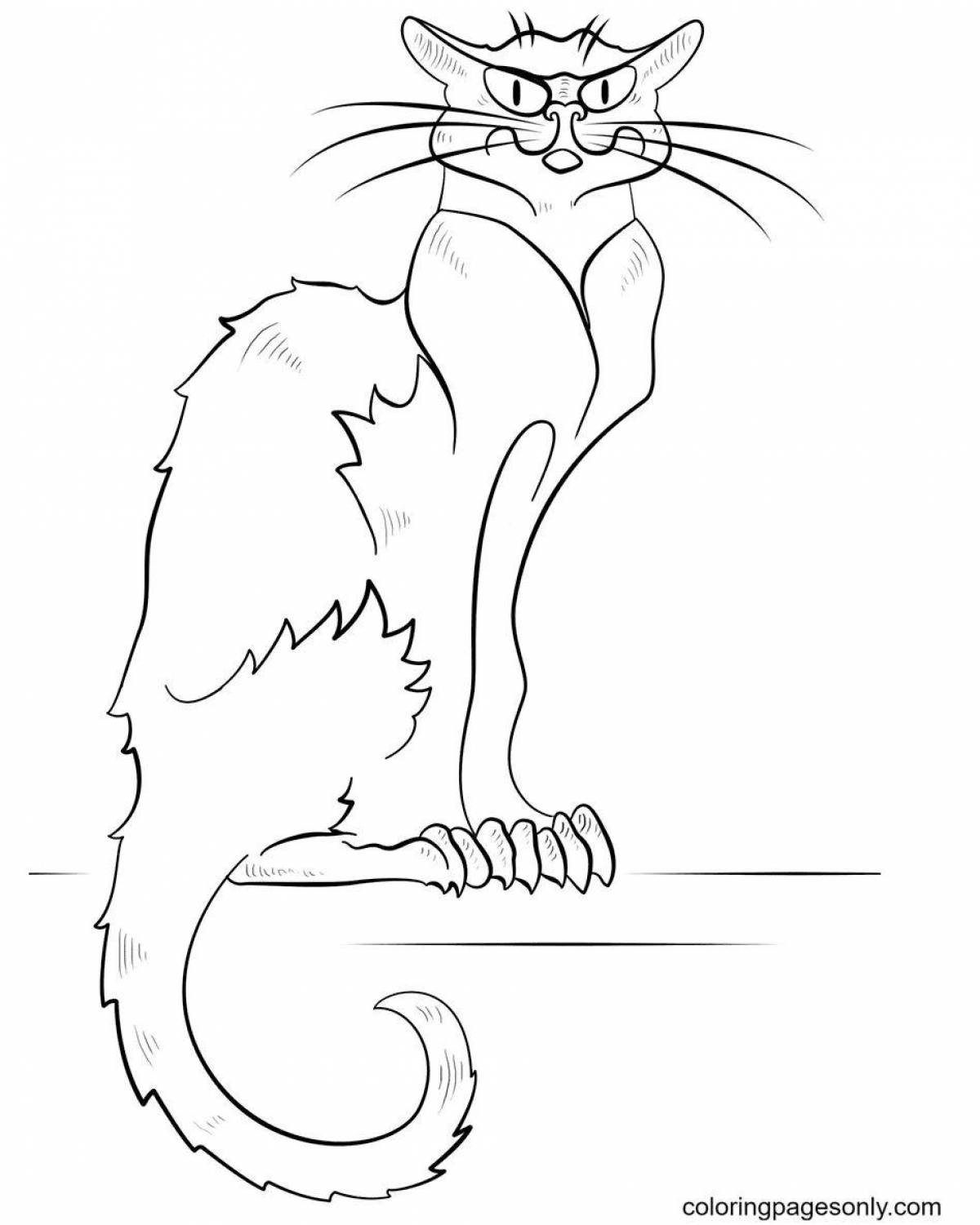 Splenetic angry cat coloring page