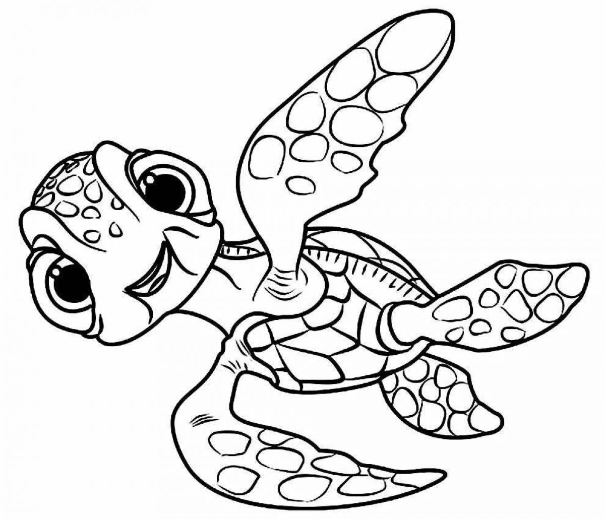 Joyful cute turtle coloring book