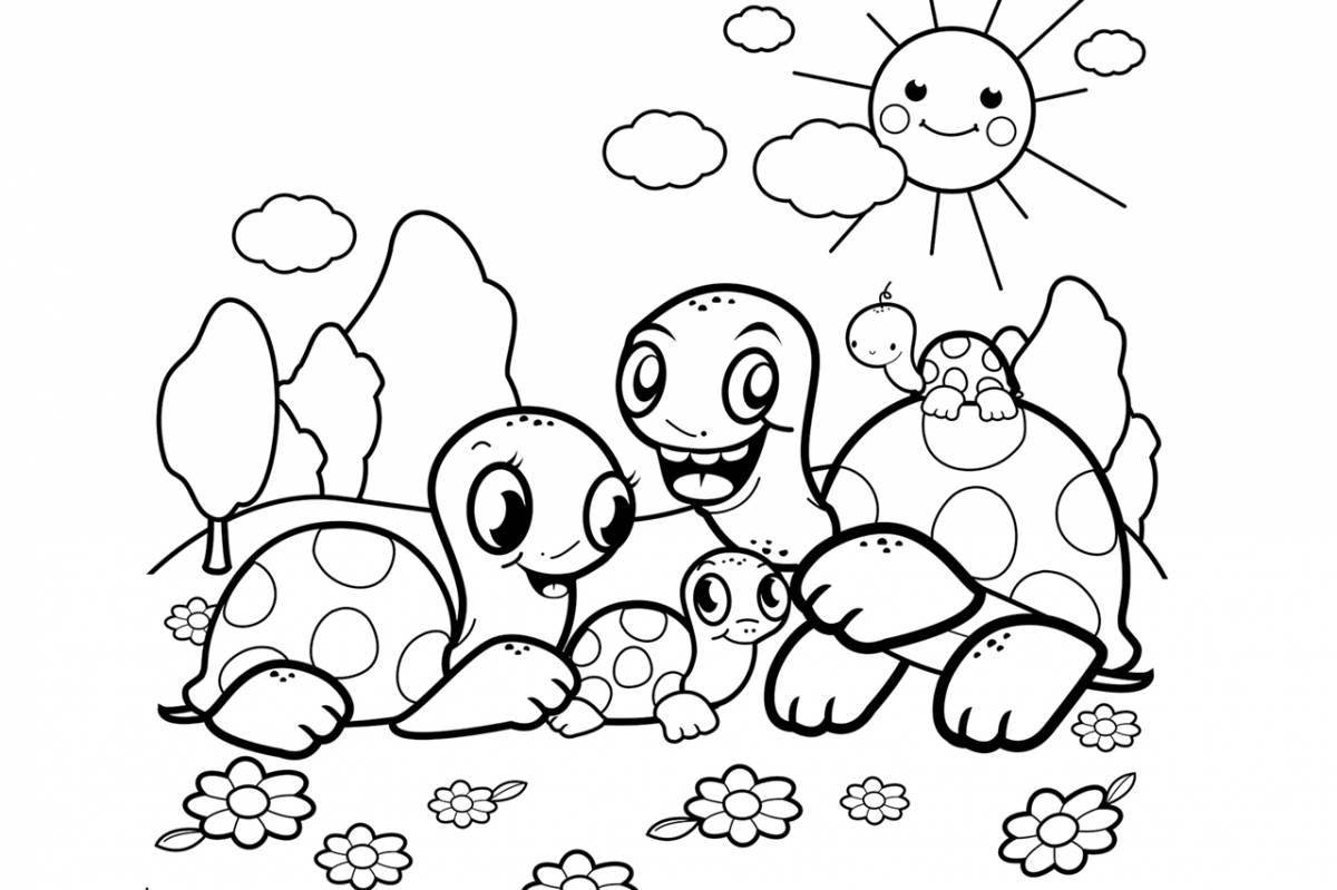 Sweet cute turtle coloring book