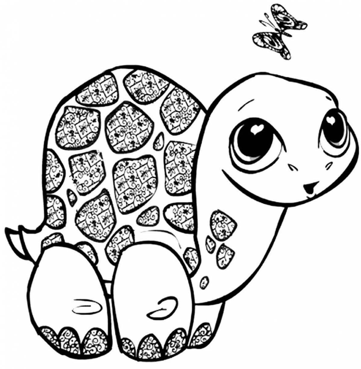 Live cute turtle coloring book