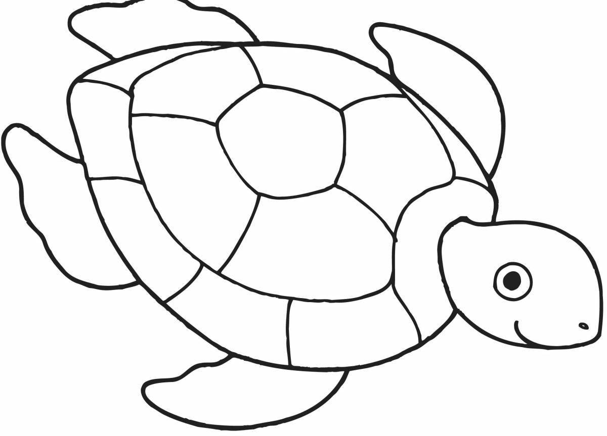 Забавная милая черепаха-раскраска