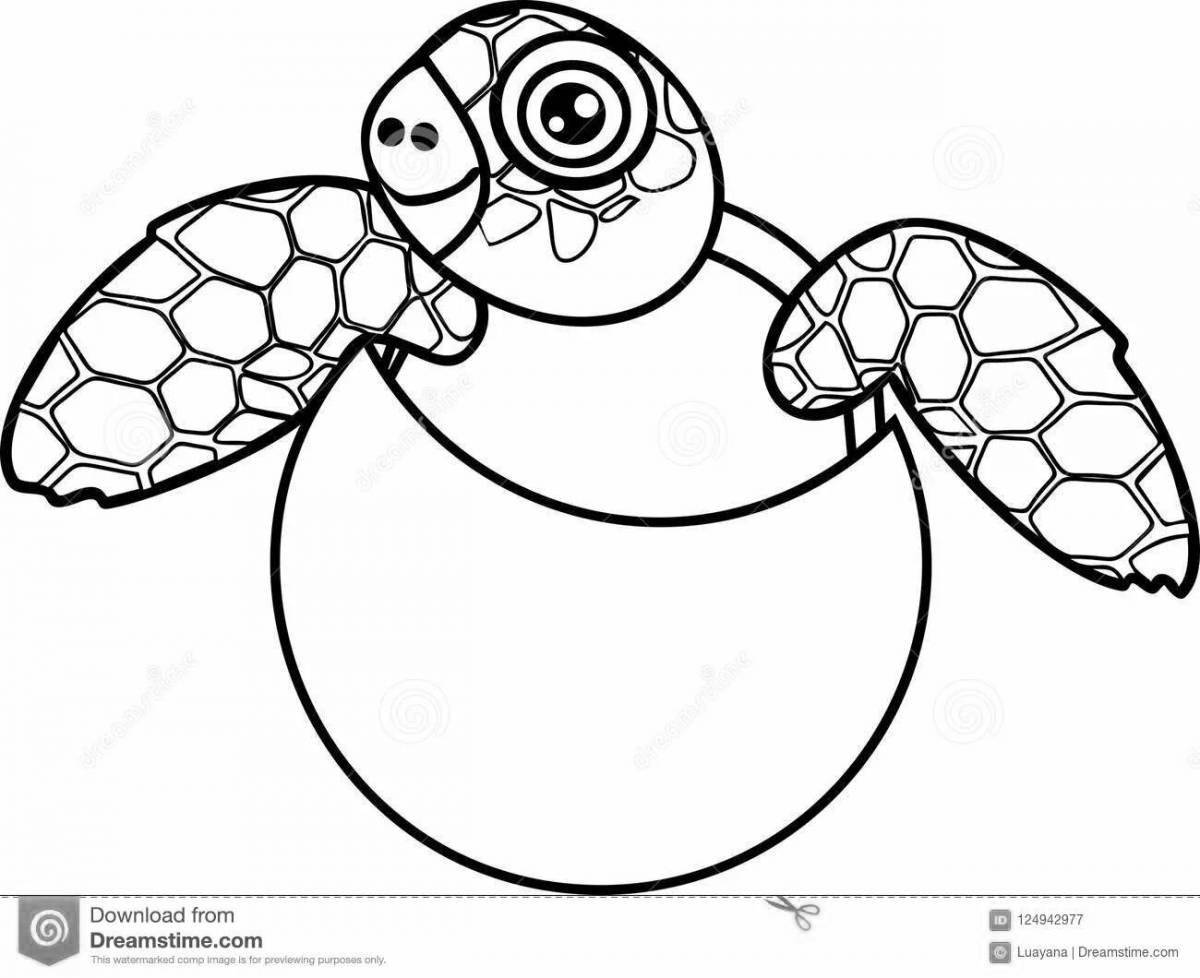 Animated cute turtle coloring book