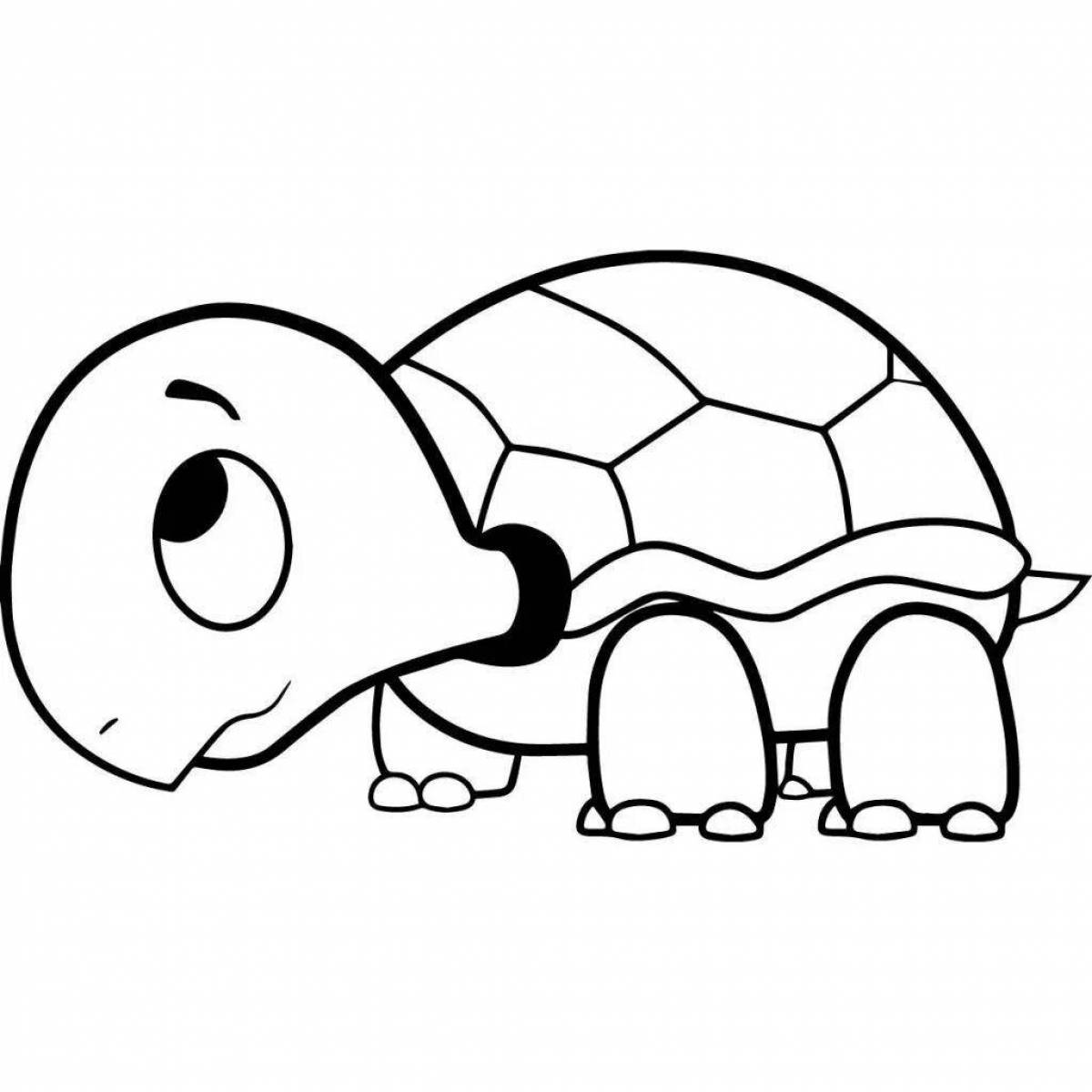 Sparkling cute turtle coloring page