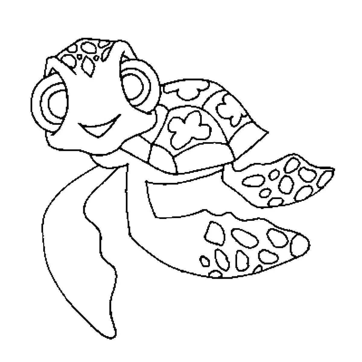 Coloring book shining cute turtle