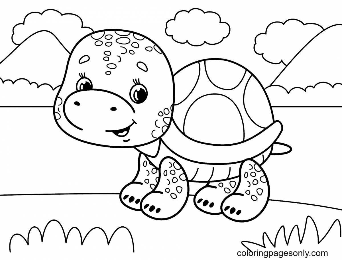 Shiny cute turtle coloring book