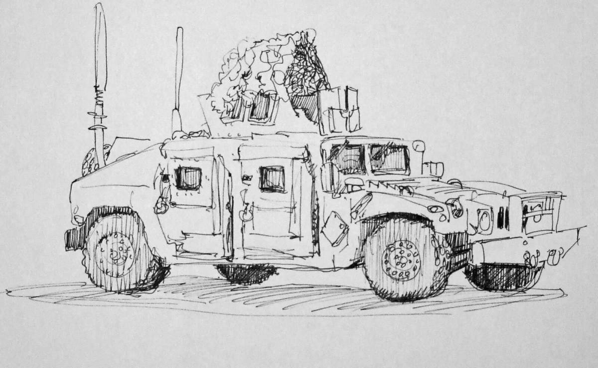 Great hummer military coloring book
