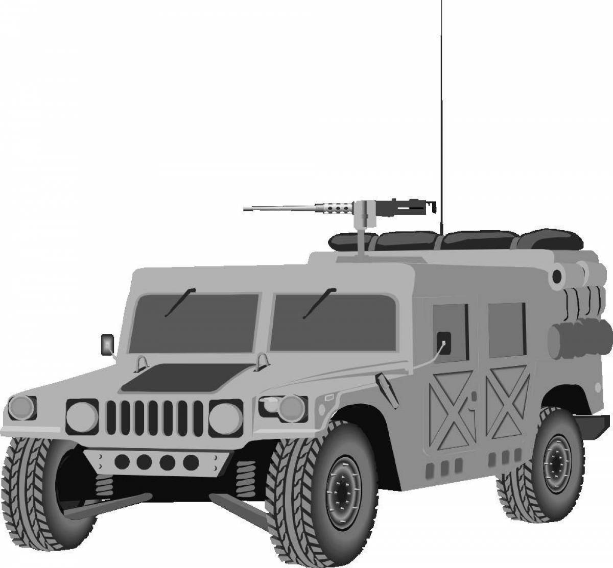 Spooky hummer military coloring book