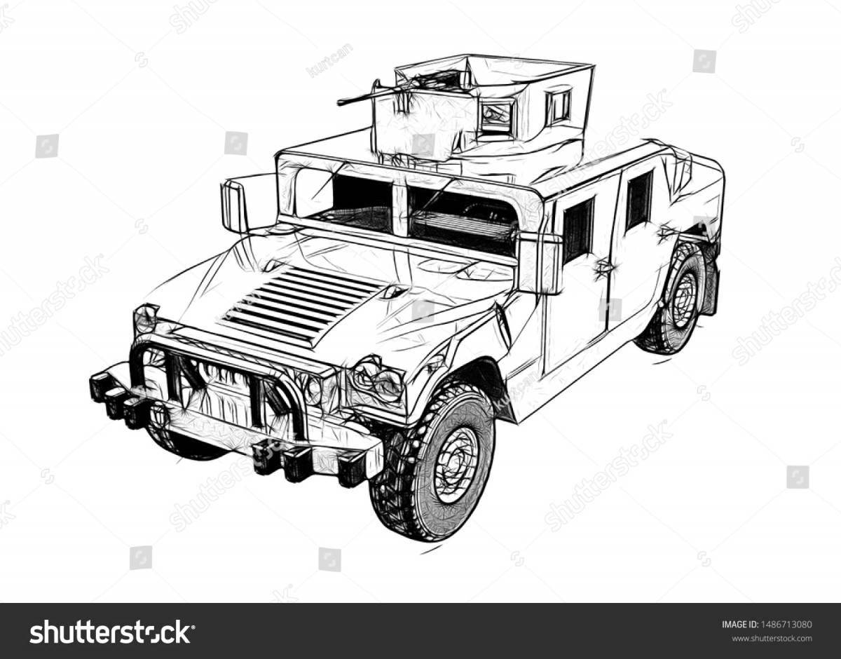 Dazzling hummer military coloring