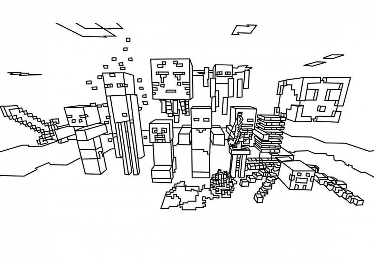 Colorful minecraft portal coloring page