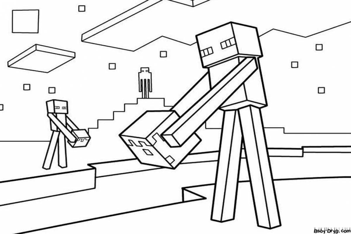 Intriguing minecraft portal coloring page