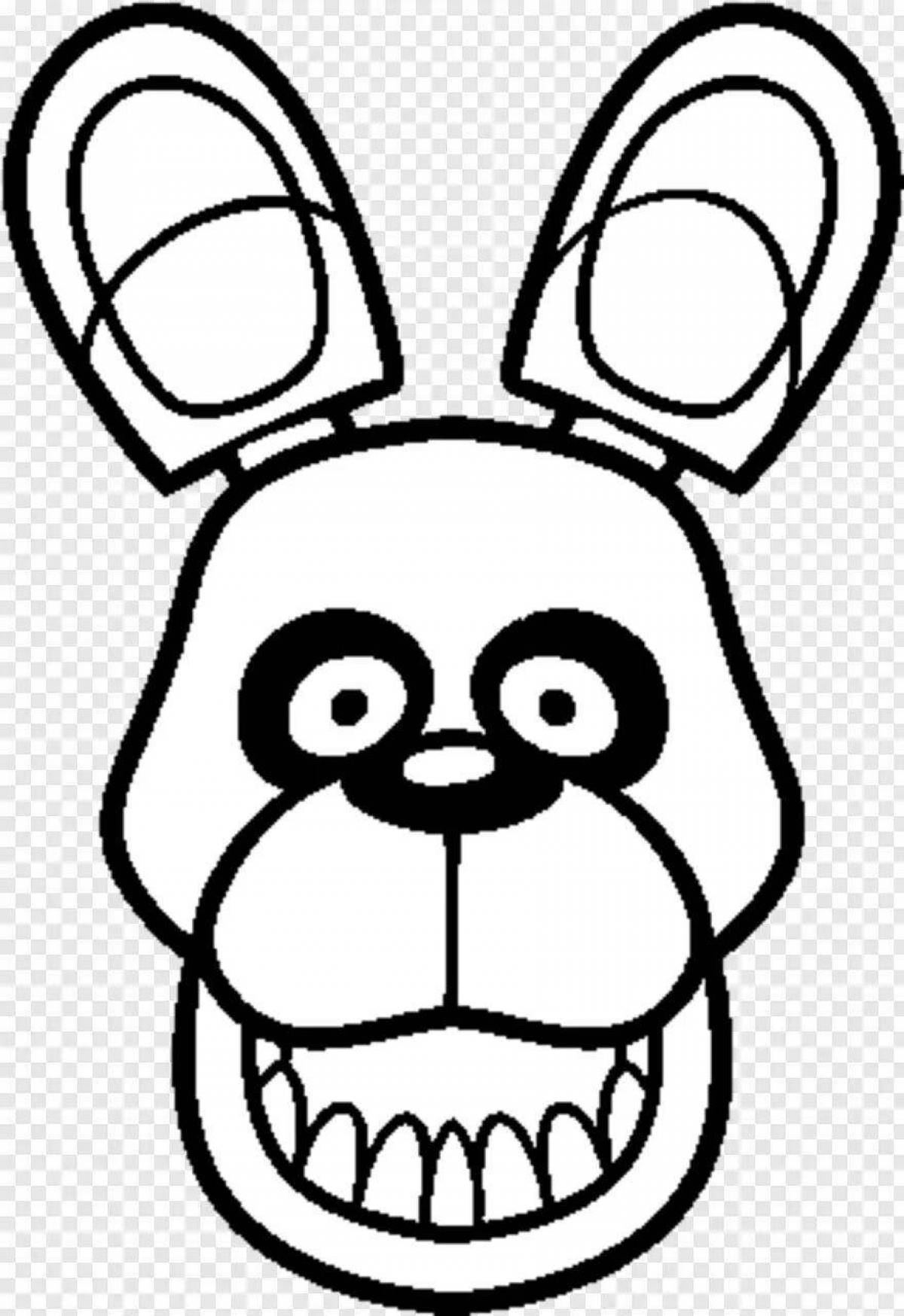 Coloring page energetic bonnie mask