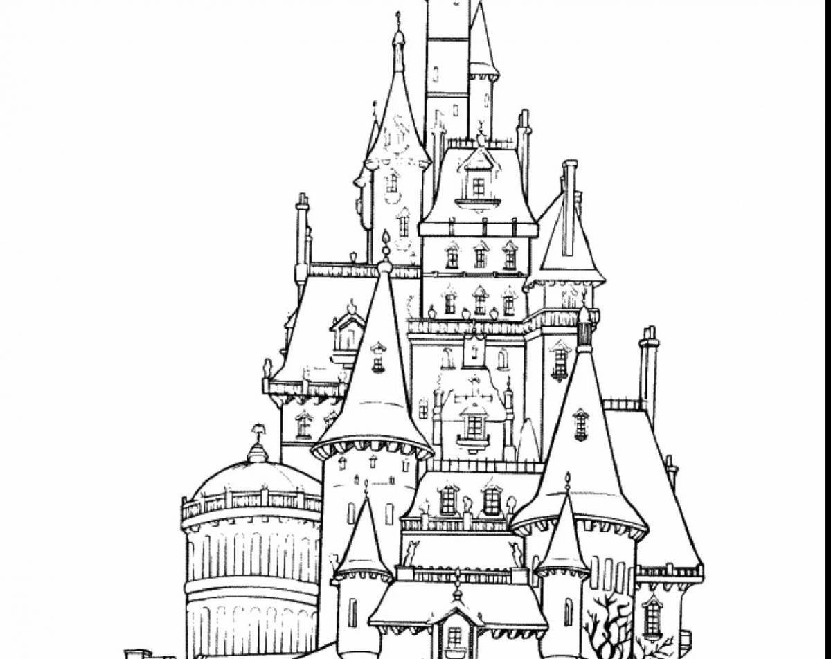 Раскраска большой готический замок