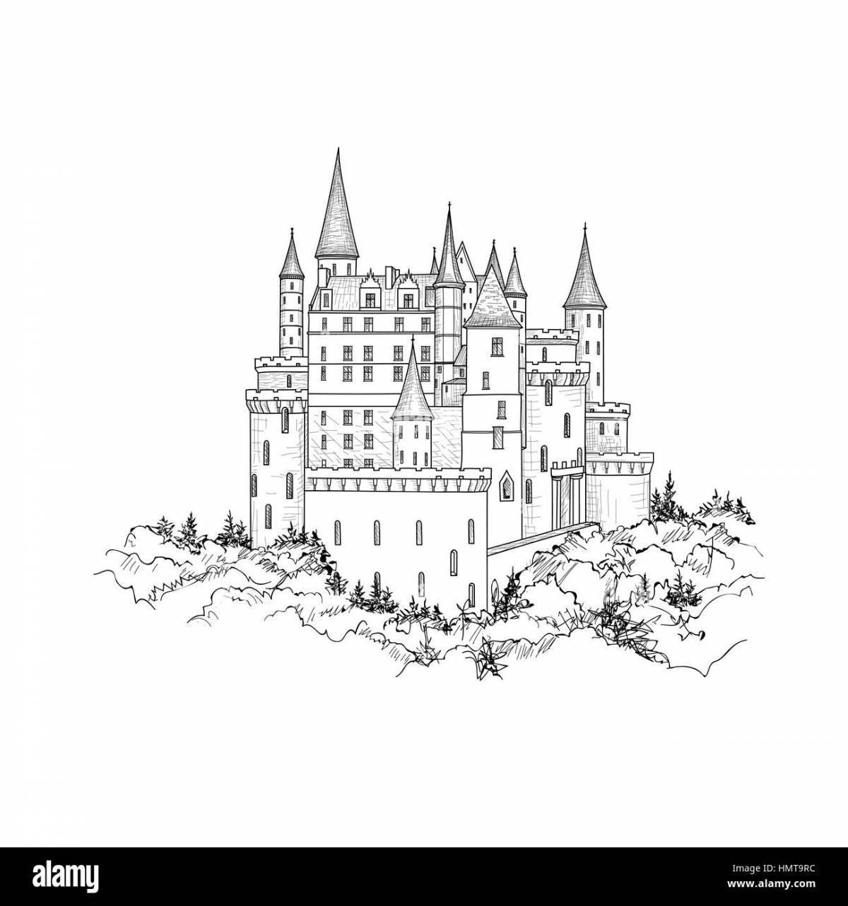 Coloring book amazing gothic castle