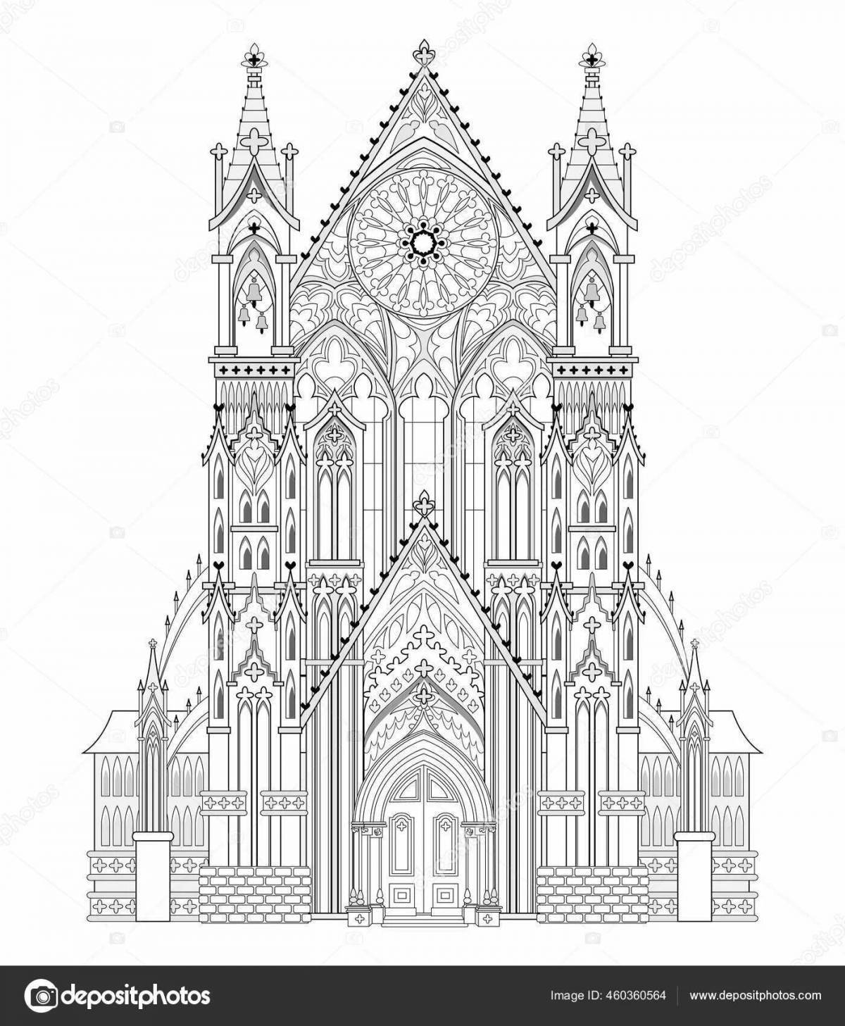 Coloring page elegant gothic castle