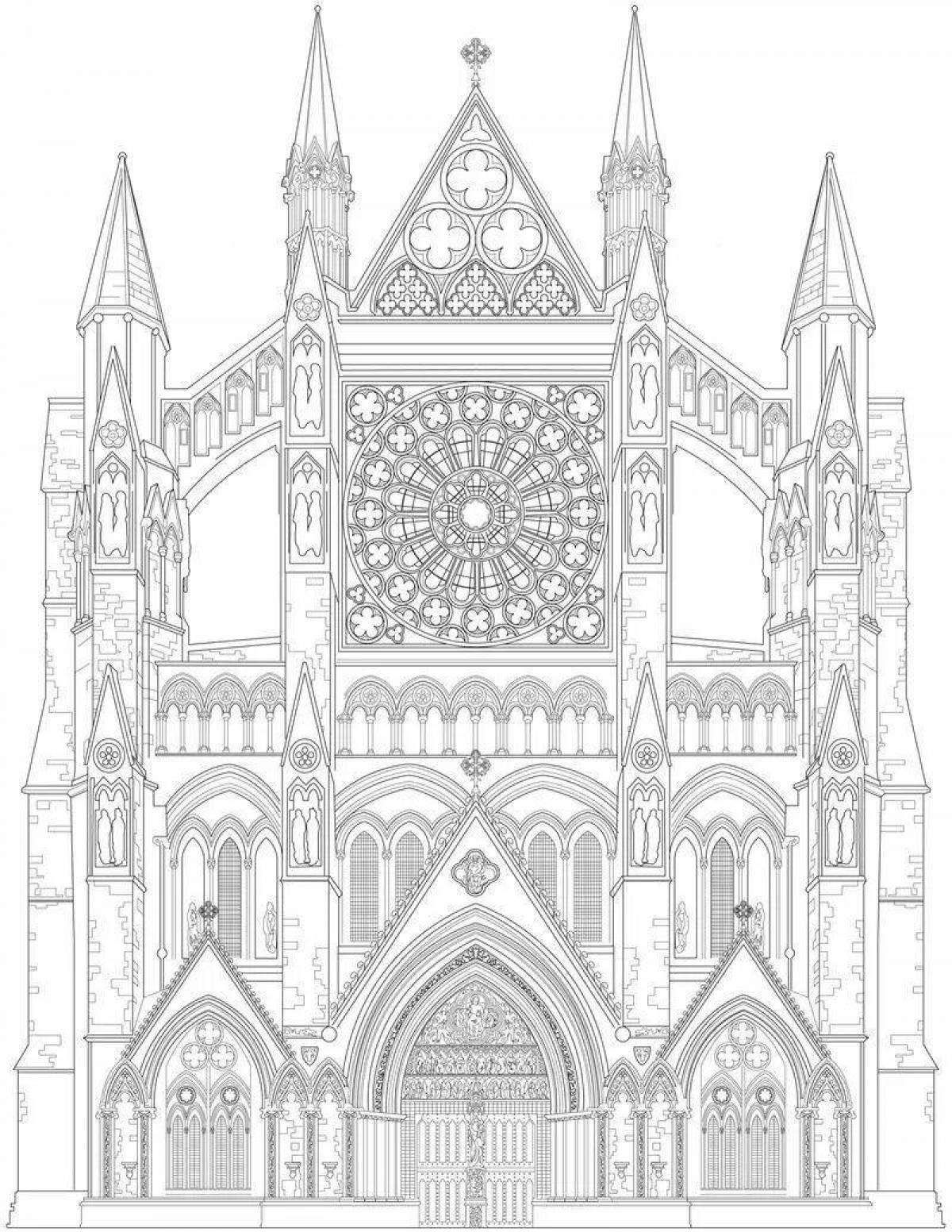 Coloring book decorated gothic castle