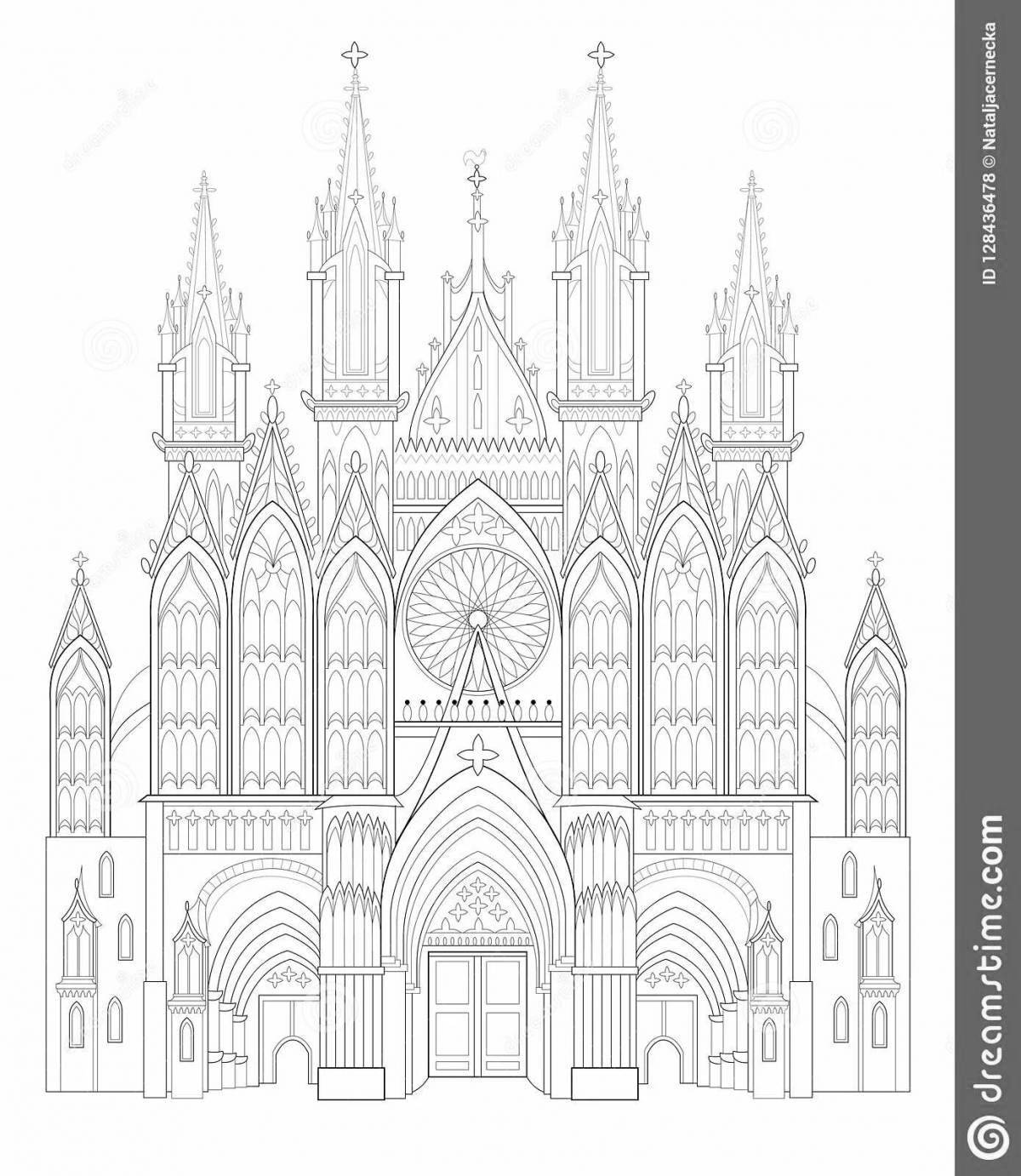 Glittering Gothic castle coloring book