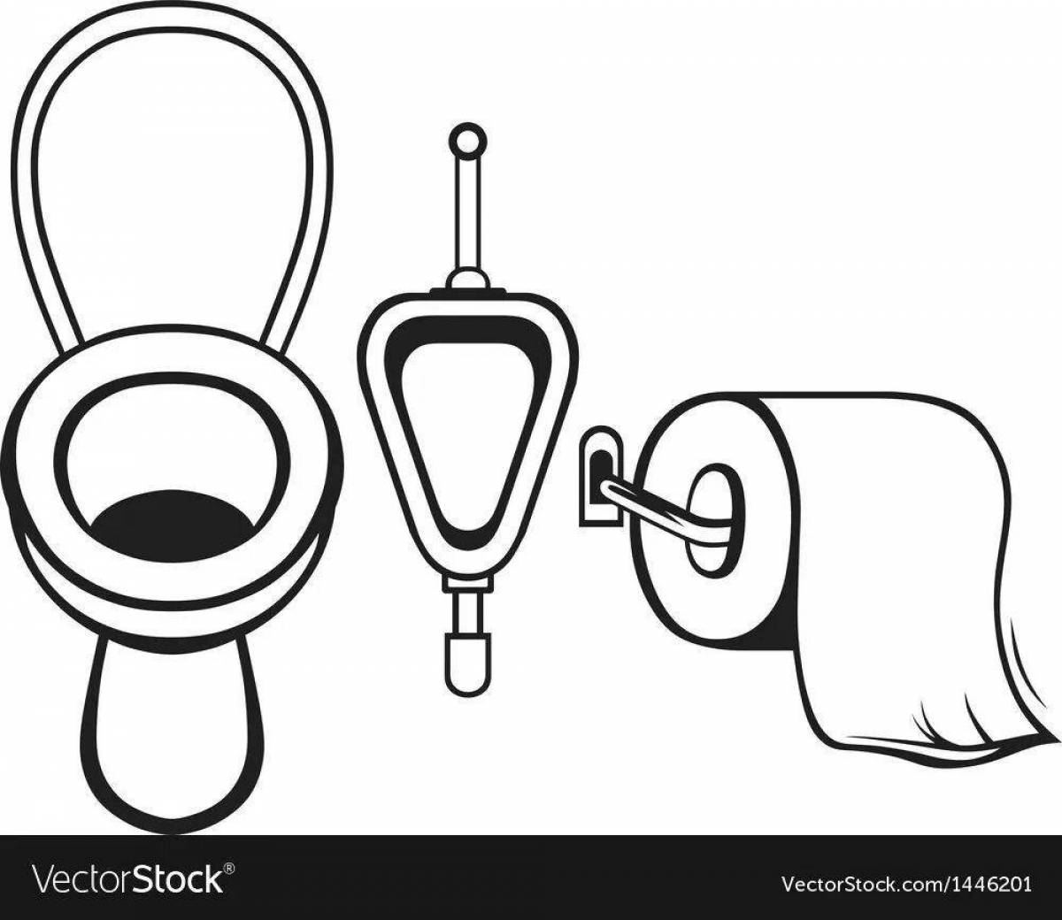 Joyful bathroom accessories coloring page