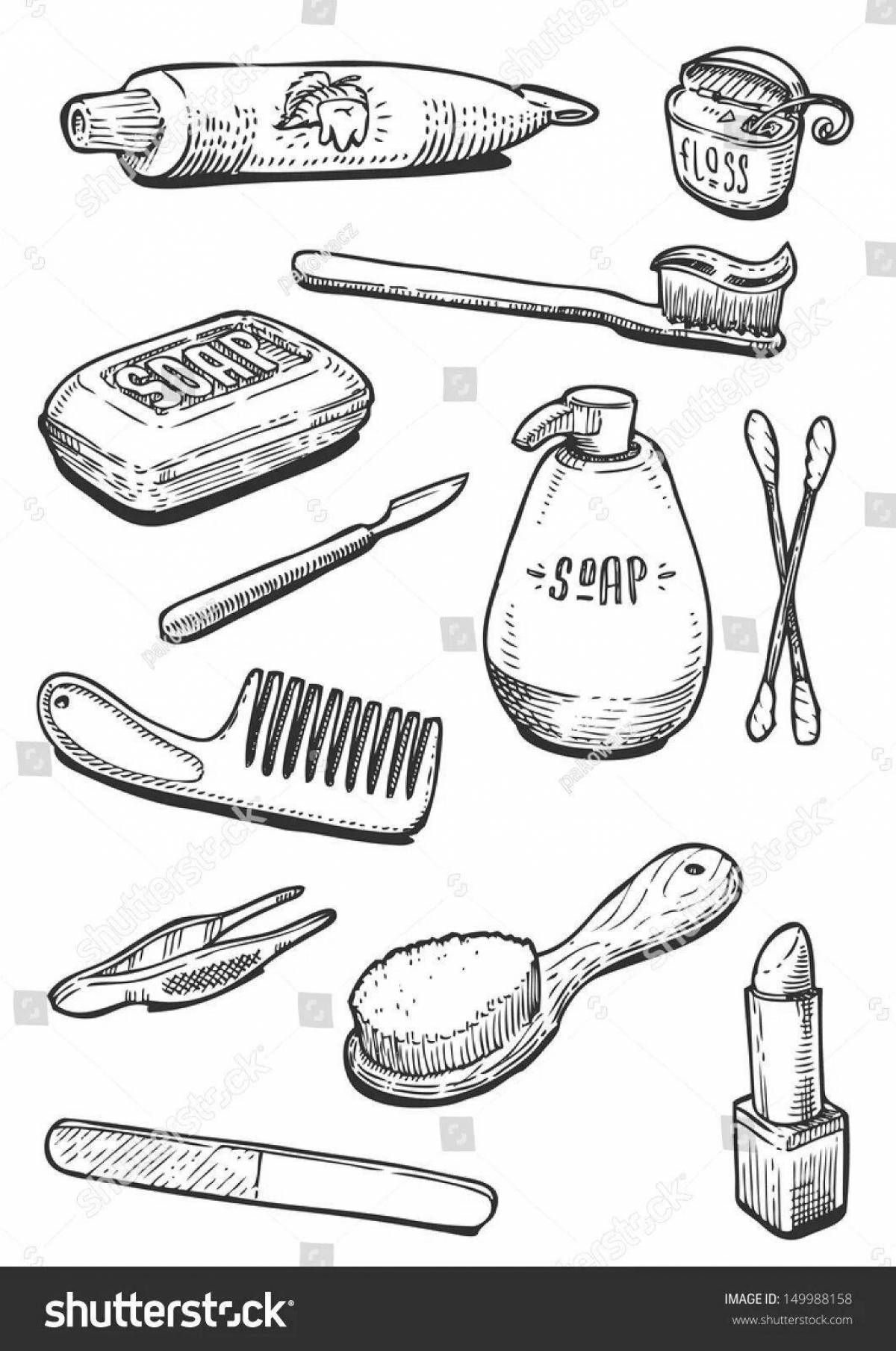 Fun accessories for the bathroom coloring book