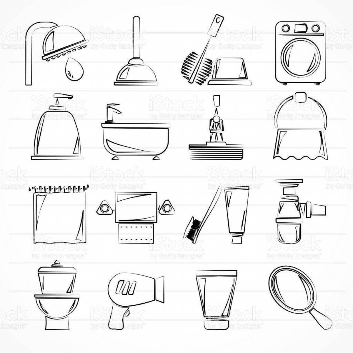 Coloring page amazing bathroom accessories