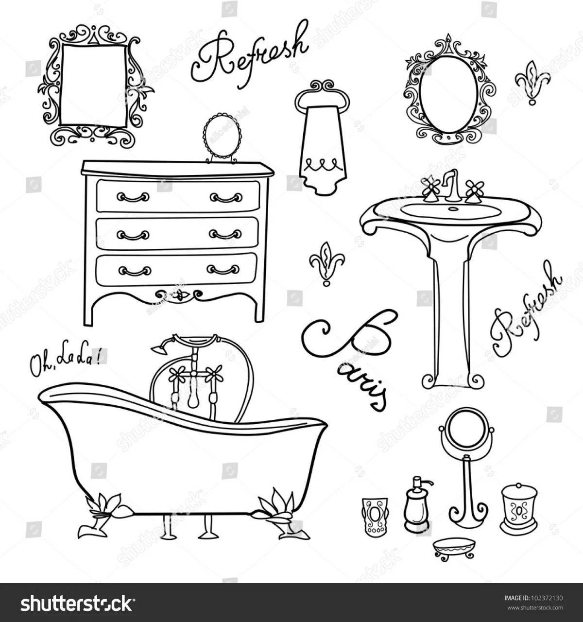 Coloring page glamor bathroom accessories