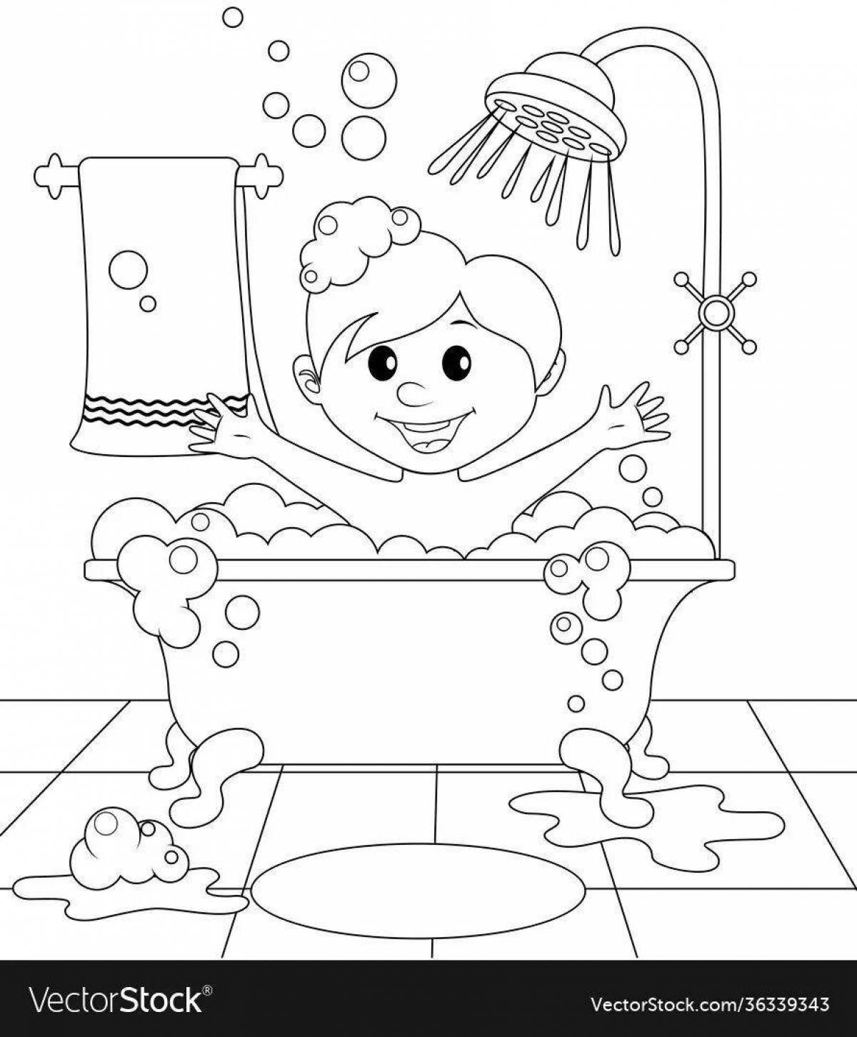 Coloring book elegant bathroom accessories