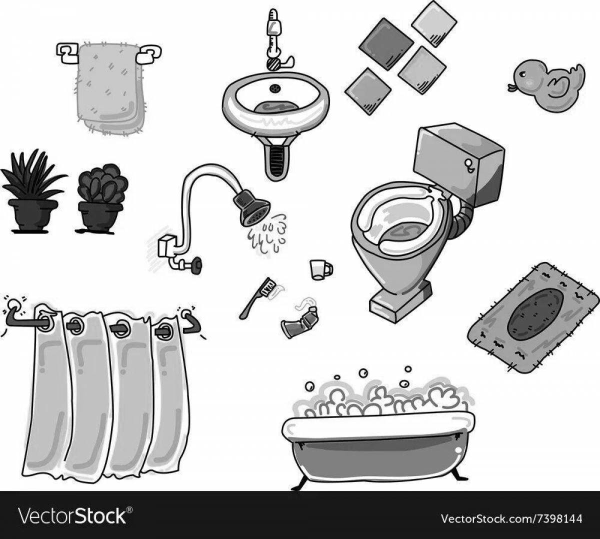 Coloring page fashion accessories for the bathroom