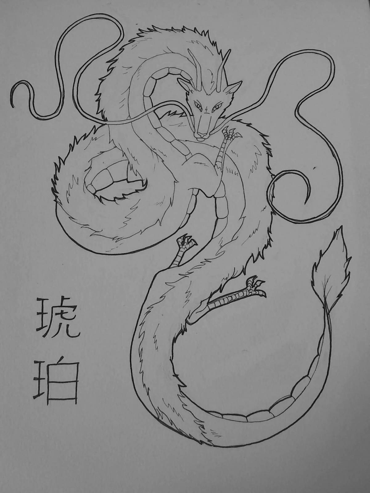 Coloring book shining dragon haku