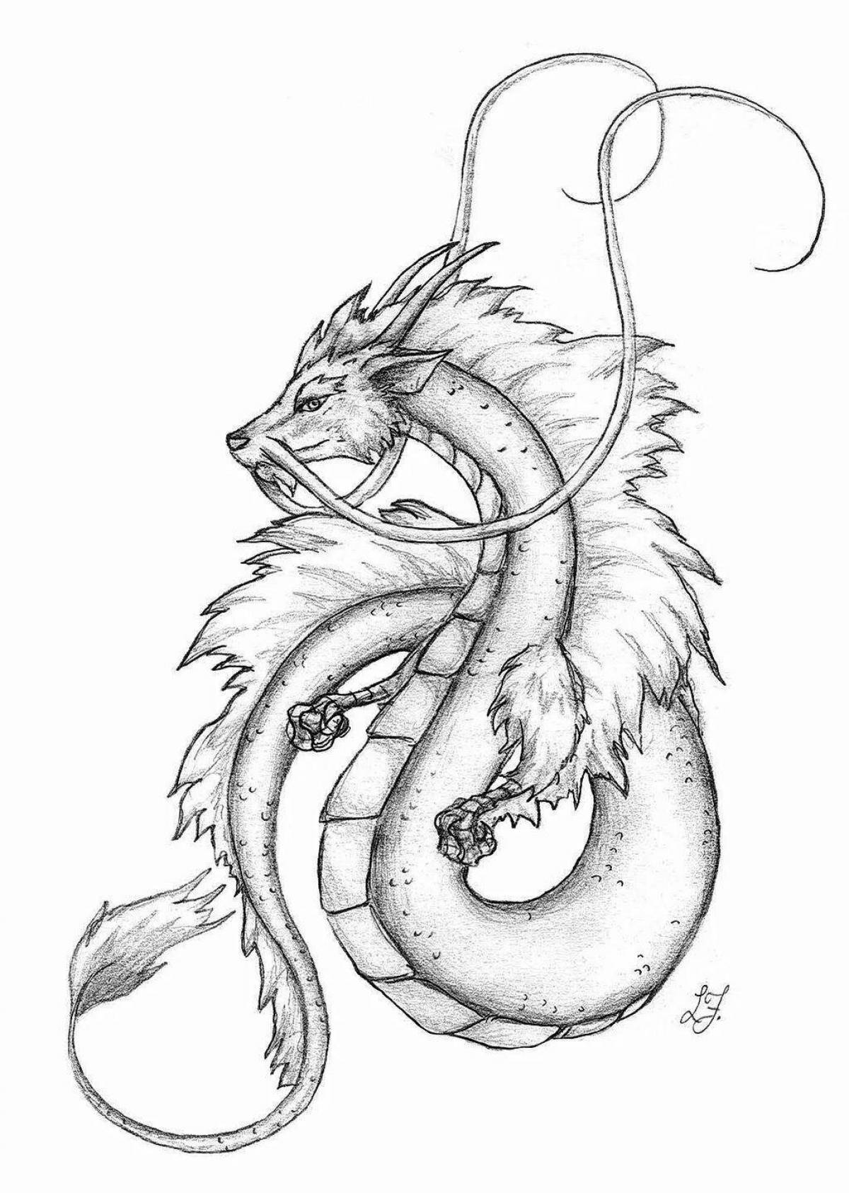 Coloring book magnanimous dragon haku