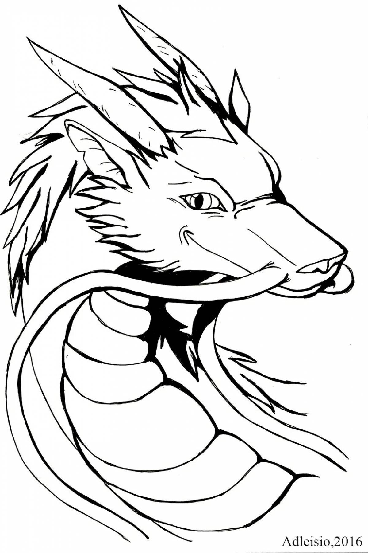 Exalted dragon haku coloring page