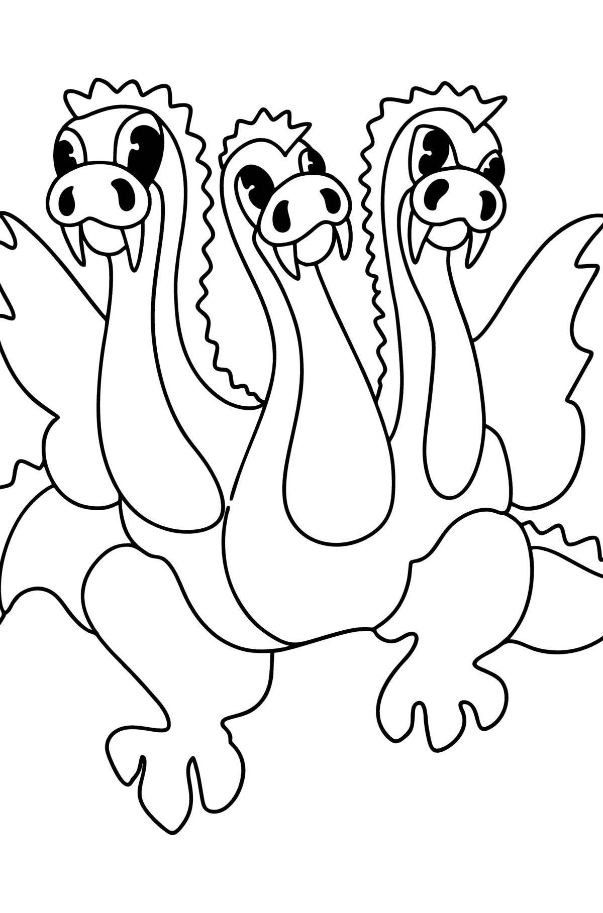 Coloring page formidable three-headed dragon