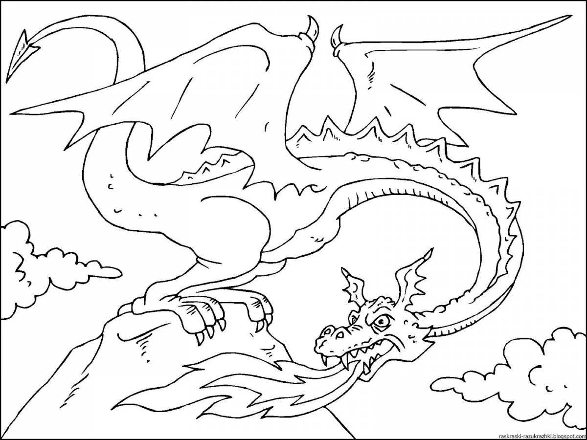 Раскраска грандиозный трехголовый дракон