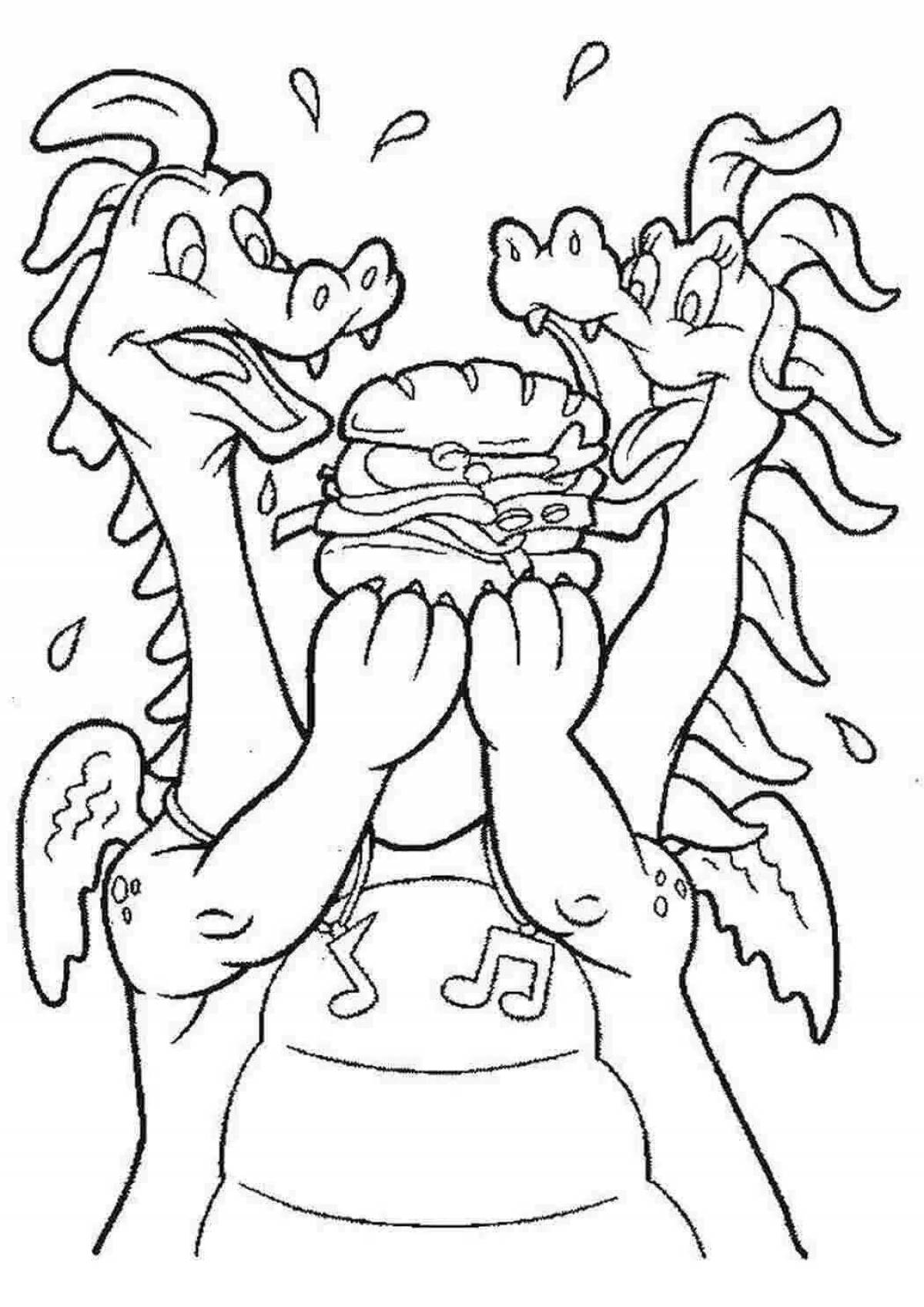 Photo Coloring page magnanimous three-headed dragon