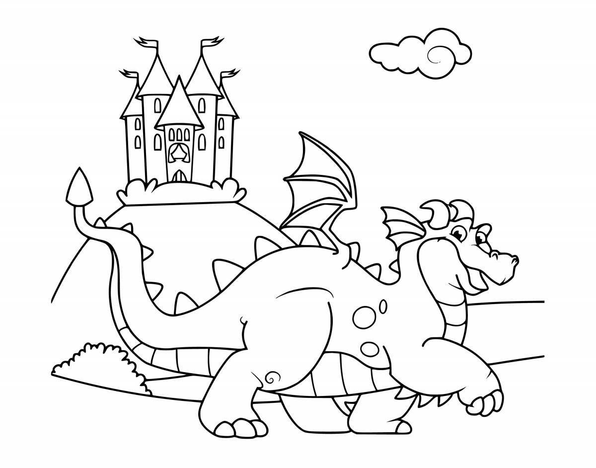 Generous three-headed dragon coloring page