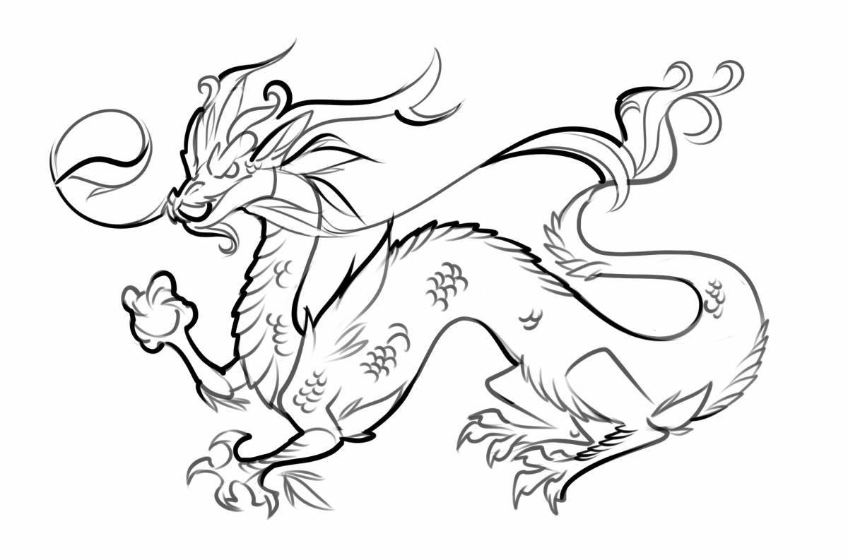 Colorful dragon year coloring page