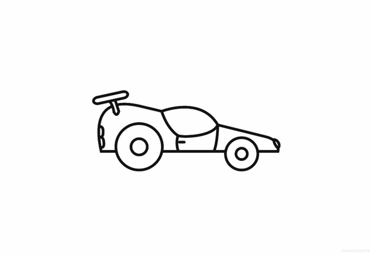 Colorful coloring page with small car