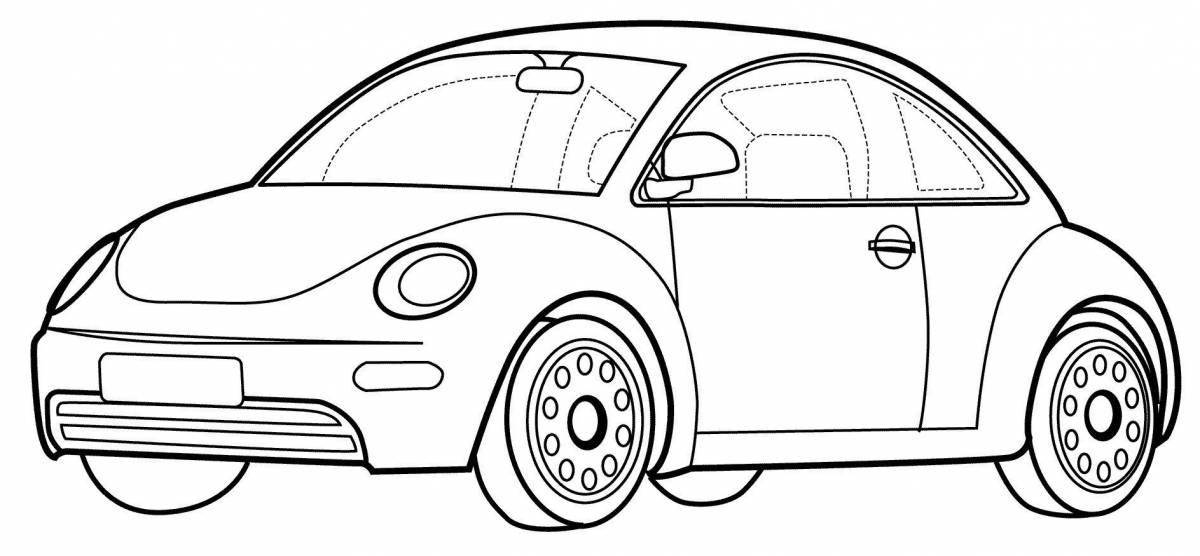 Coloring page of a modern small car